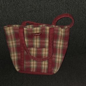 Longaberger Checkered Tote - Burgundy and Beige